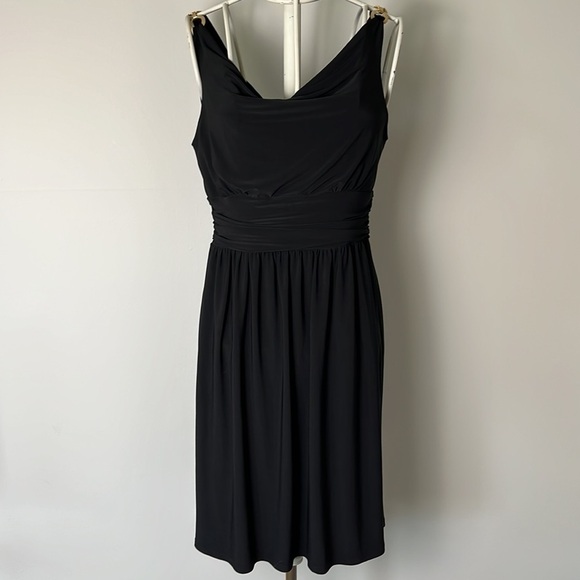 Jones New York Black Dress with Gold Rings on sleeve - Picture 2 of 6